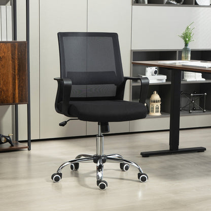 Vinsetto Mesh Back Office Chair, with Wheels - Black