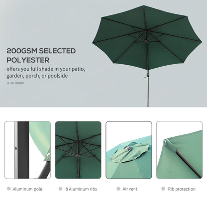 Outsunny Umbrella Parasol W/360√Ç¬∞ Rotation √é¬¶294x248H cm-Green