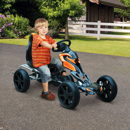 HOMCOM Pedal Go Kart Kids Ride On Indoor Outdoor Sports Toy Braking System-Orange/Black