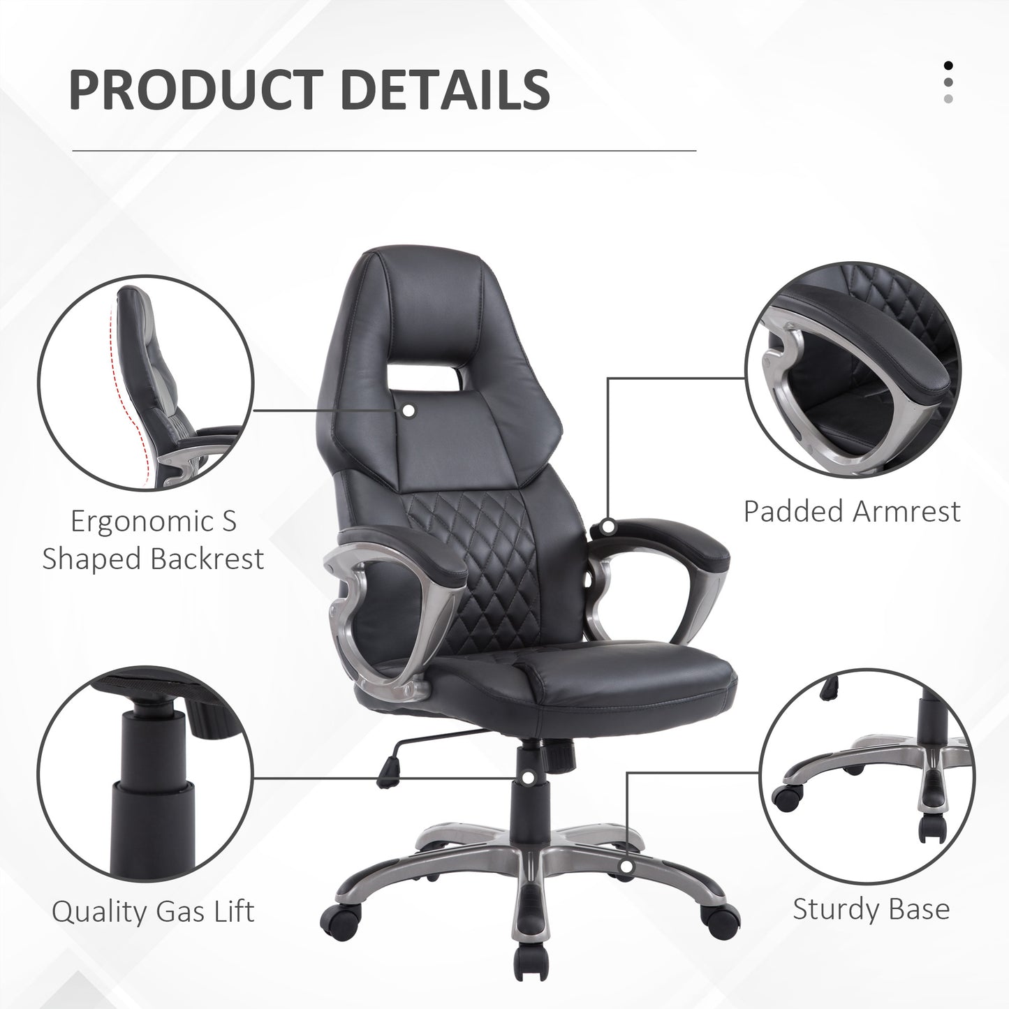 HOMCOM Racing Gaming Sports Chair Swivel Desk Chair Executive Leather Office Chair Computer PC chairs Height Adjustable Armchair