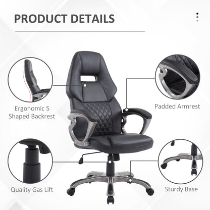 HOMCOM Racing Gaming Sports Chair Swivel Desk Chair Executive Leather Office Chair Computer PC chairs Height Adjustable Armchair