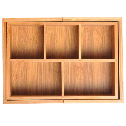 HOMCOM Extendable Drawer Organiser Tray Drawer Inserts Storage Holder Dividers 24.6-41cm, Natural bamboo Colour