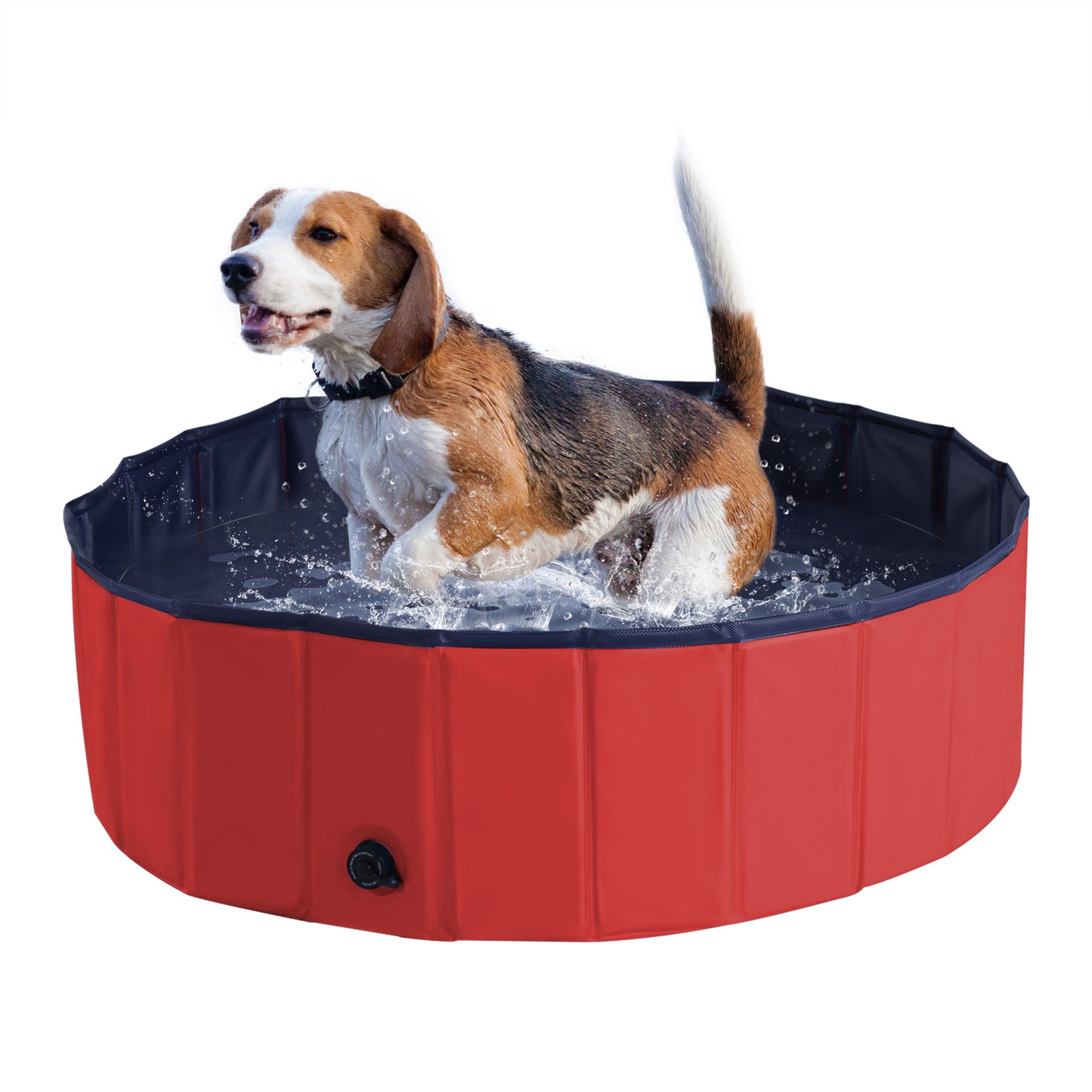 PawHut Foldable Dog Paddling Pool Pet Cat Swimming Pool Indoor/ Outdoor Collapsible Summer Bathing Tub Shower Tub Puppy Washer, √é¬¶ 100 x 30H cm, Red