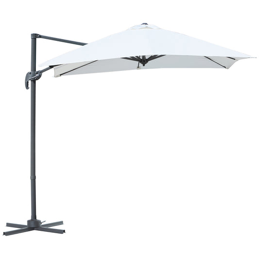 Outsunny Square Umbrella Parasol W/360√Ç¬∞ Rotation, 245Lx245Wx248H cm-Cream White