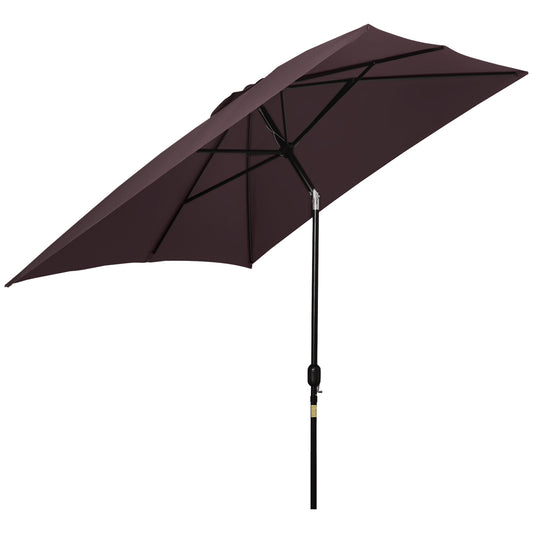 Outsunny Patio Umbrella Parasol W/ Tilt Crank-Brown