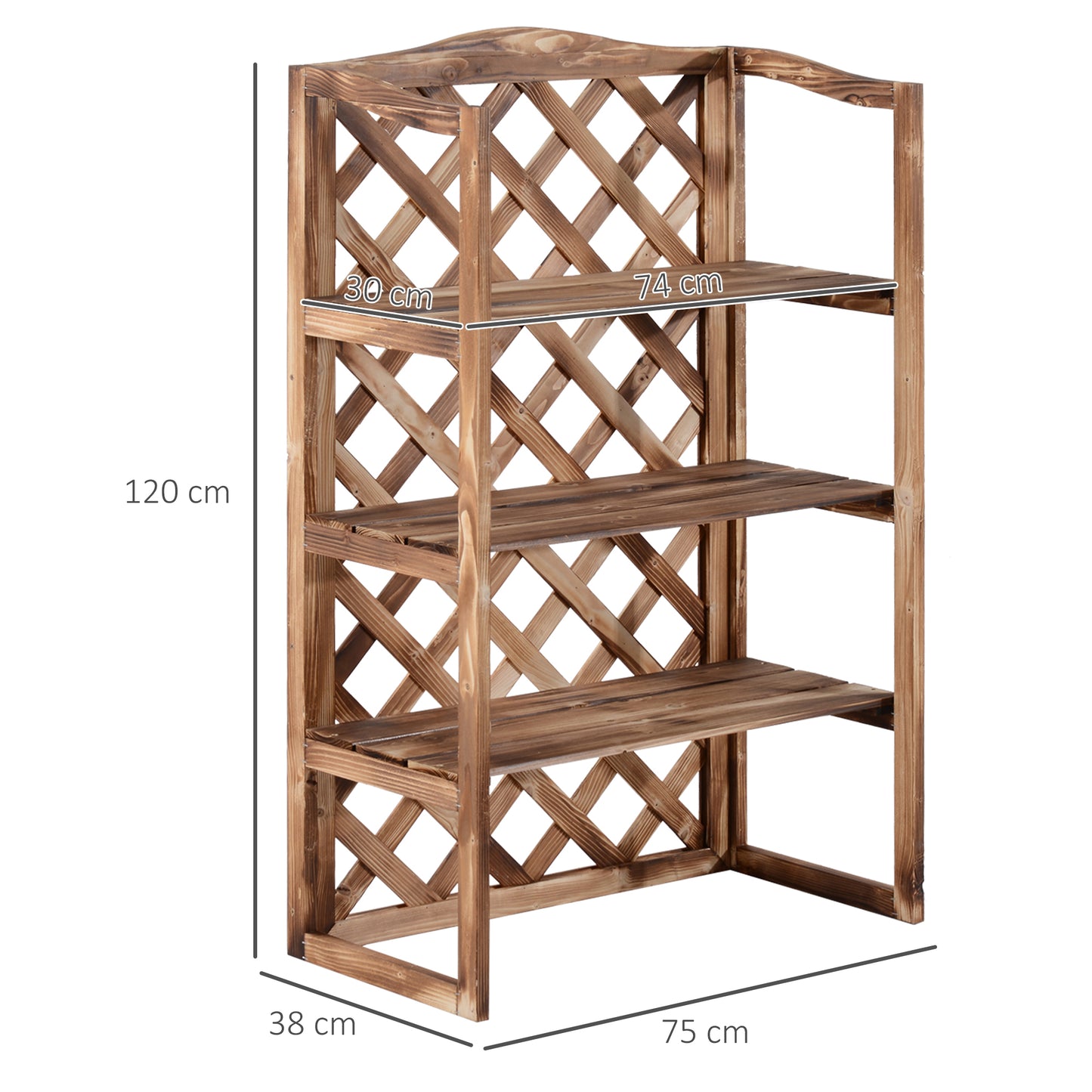 Outsunny 3-Tier Wooden Plant Stand Shelf, Flower Pot Holder Display Rack for Outdoor Indoor, 75 x 38 x 120cm