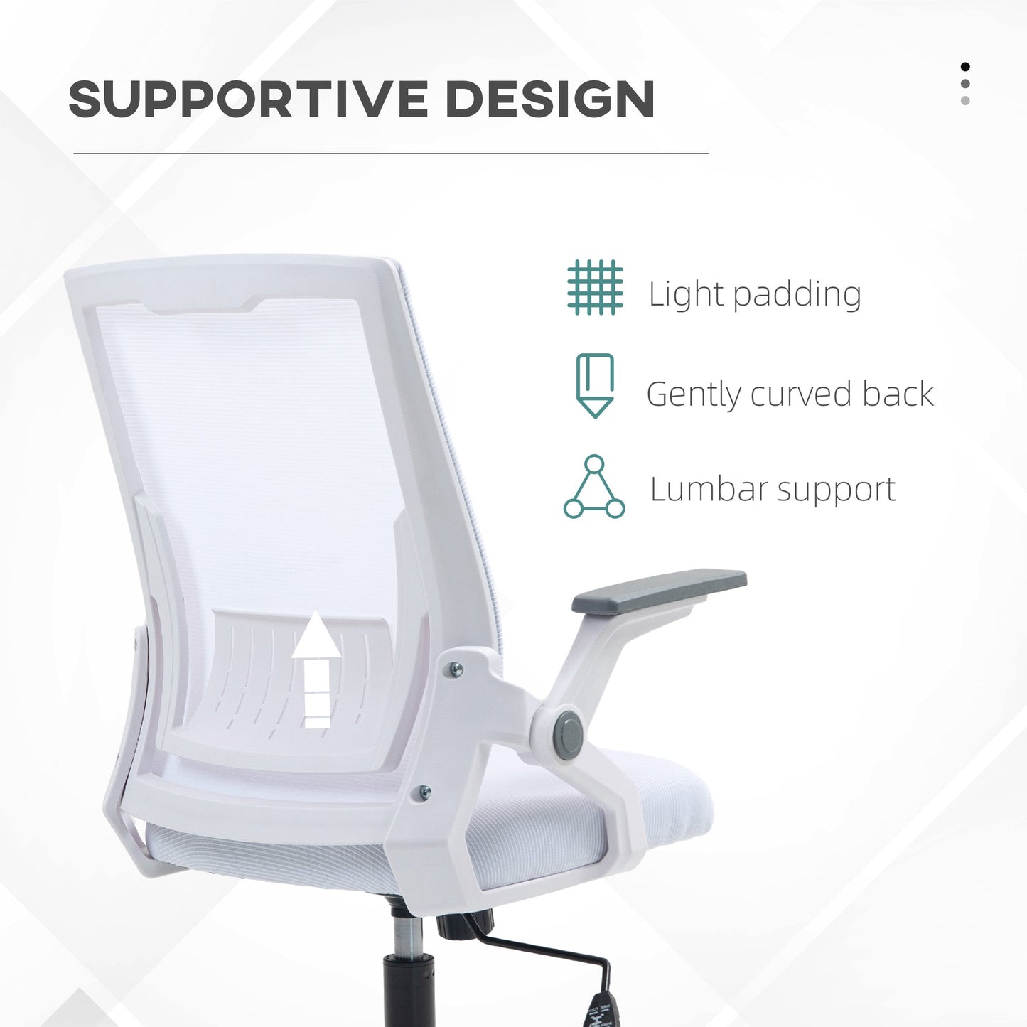 Vinsetto Office Chair, with Lumbar Support - White