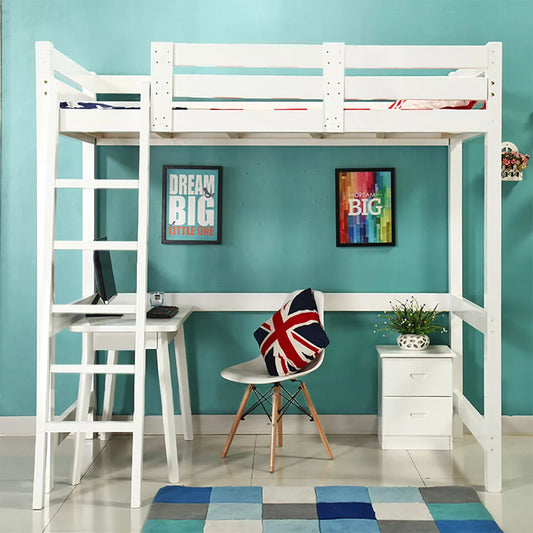 Wooden Bed Frame High Sleeper Bunk Bed Study Desk Cabin Bed