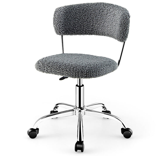 Faux Fur Office Chair with Mid-Back for Home Office-Grey