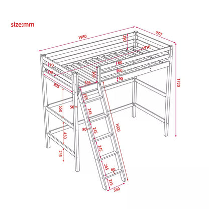 Wooden Bed Frame High Sleeper Bunk Bed Study Desk Cabin Bed