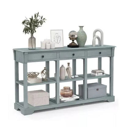 Console Table with 3 Drawers and Open Shelves