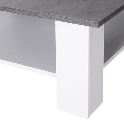 HOMCOM Square Coffee Table, Wooden Coffee Table with Storage, Cocktail Center Tea Table for Home Office, 80W x 80D x 31.5Hcm, Grey and White