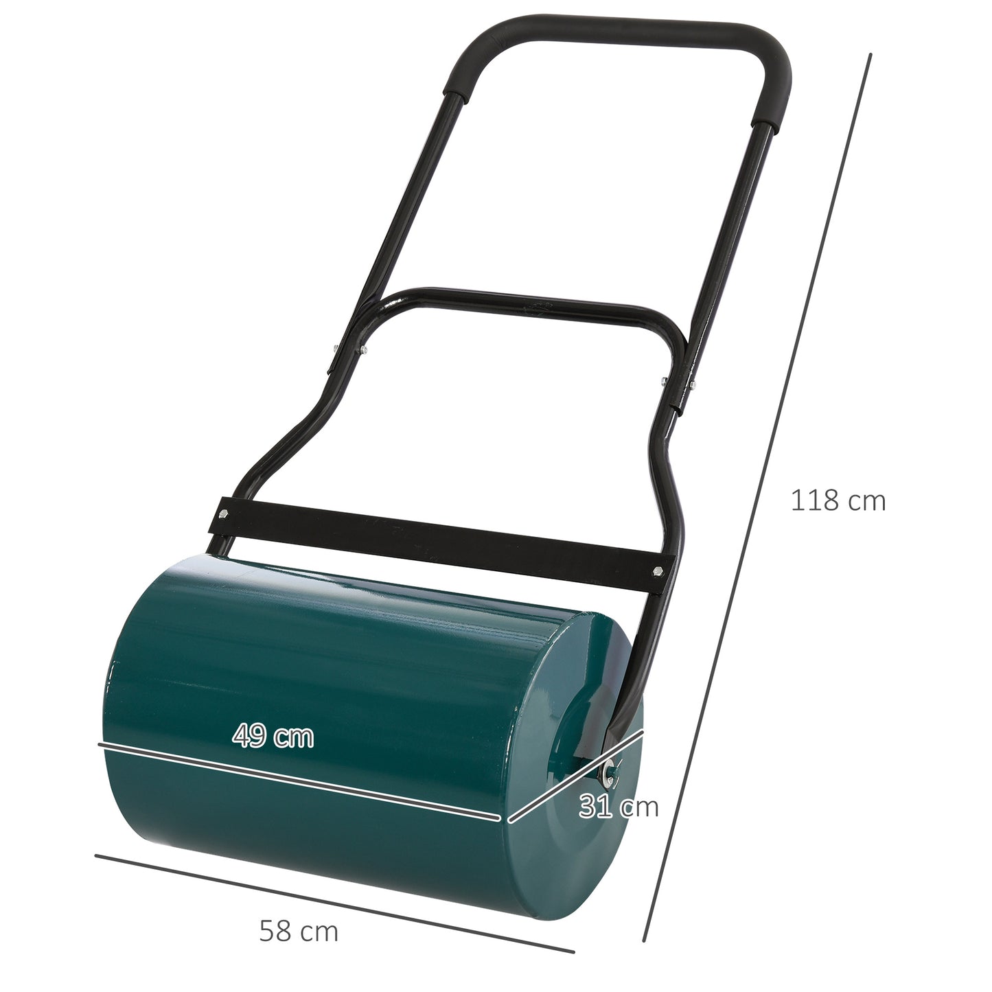 Outsunny 40L Lawn Roller Drum Scraper Bar Collapsible Handle Water or Sand Filled √é¬¶32cm Green