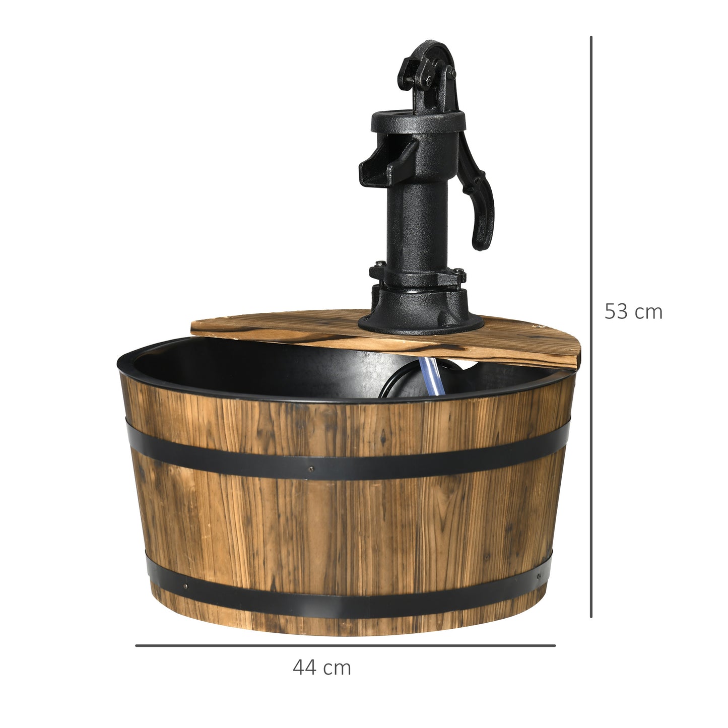 Outsunny Wooden Barrel Water Fountain Outdoor Garden Decorative Water Feature w/ Electric Pump