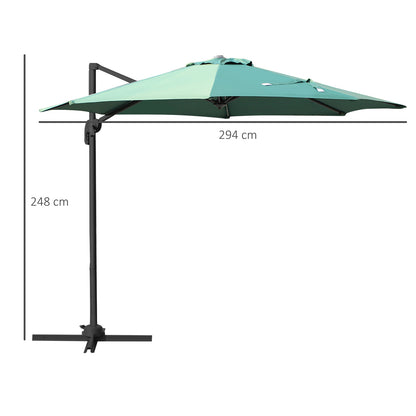 Outsunny Umbrella Parasol W/360√Ç¬∞ Rotation √é¬¶294x248H cm-Green