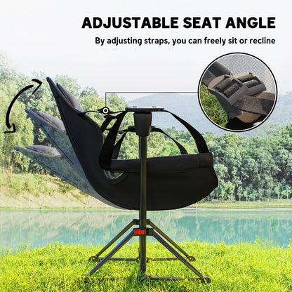 Outsunny Hammock Camping Chair Set of 2, Adjustable Back Swinging Camping Chair Portable Camp Chair with Cup Holder, Headrest, Padded Seat and Carry Bag for Travel Fishing Hiking, Black