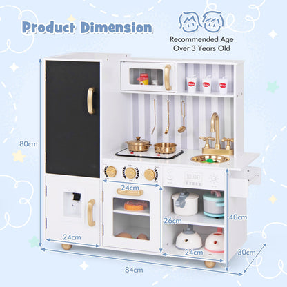 Pretend Play Kitchen for Kids with Utensils Aged 3+-White