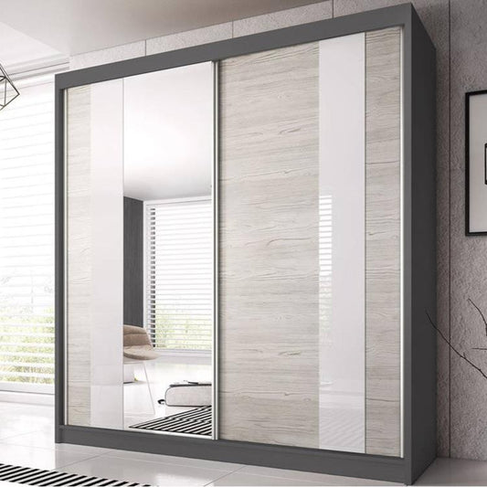 Multi 32 Sliding Mirror Door Wardrobe 233cm