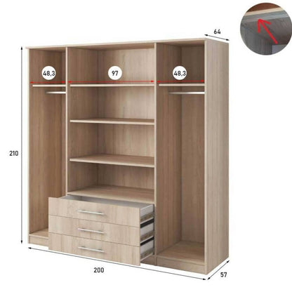 Alex Hinged Door Wardrobe 200cm