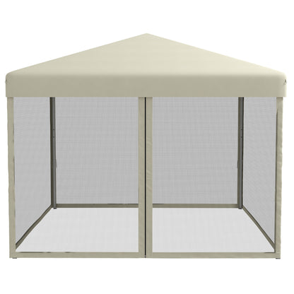 Outsunny 3 x 3(m) Pop Up Gazebo Canopy Tent with Carry Bag, Height Adjustable Mesh Screen House, Portable Garden Outdoor Shade Shelter