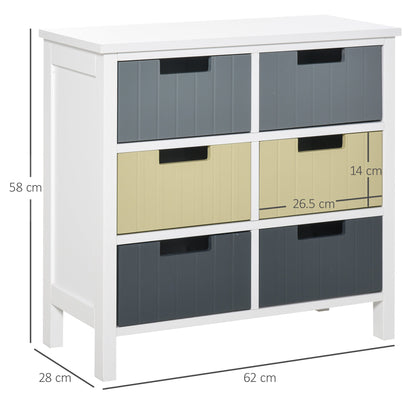 HOMCOM 6 Drawer Storage Tower, Dresser Chest with Wood Top, Organizer Unit for Closets Bedroom Nursery Room Hallway