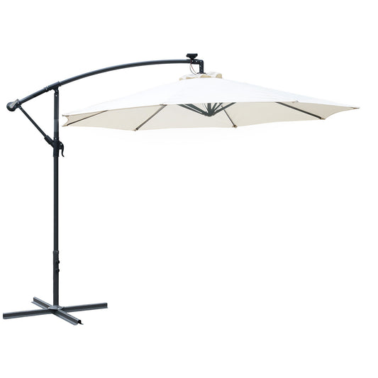 Outsunny Umbrella Parasol W/Solar Powered LED strips, √é¬¶2.95x2.45H m-Cream