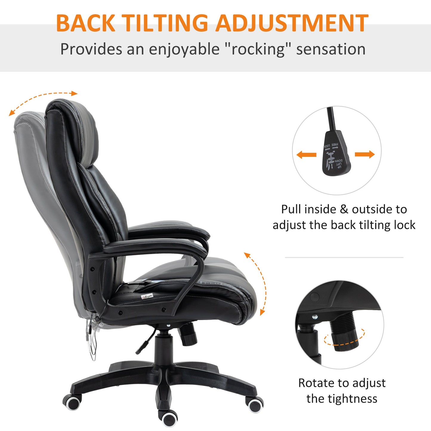 Vinsetto High Back Executive Office Chair 6- Point Vibration Massage Extra Padded Swivel Ergonomic Tilt Desk Seat, Black