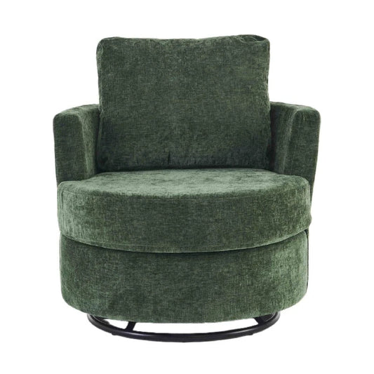 Chenille Swivel Office Chair with Back Cushion, Foam Padding, Wooden Frame, 360° Rotation, 78.5x83x86 cm, Green