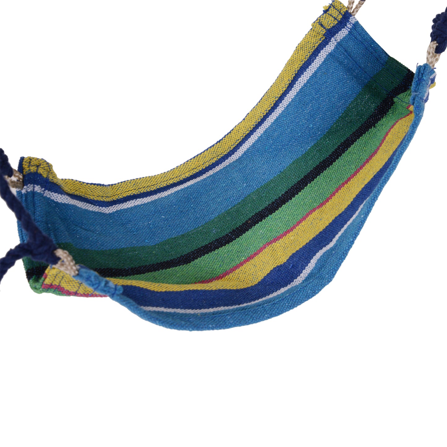 Outsunny Outdoor Hammock Hanging Rope Garden Yard Patio Swing Chair Seat Woodenwith Footrest Cotton Cloth Blue Stripe