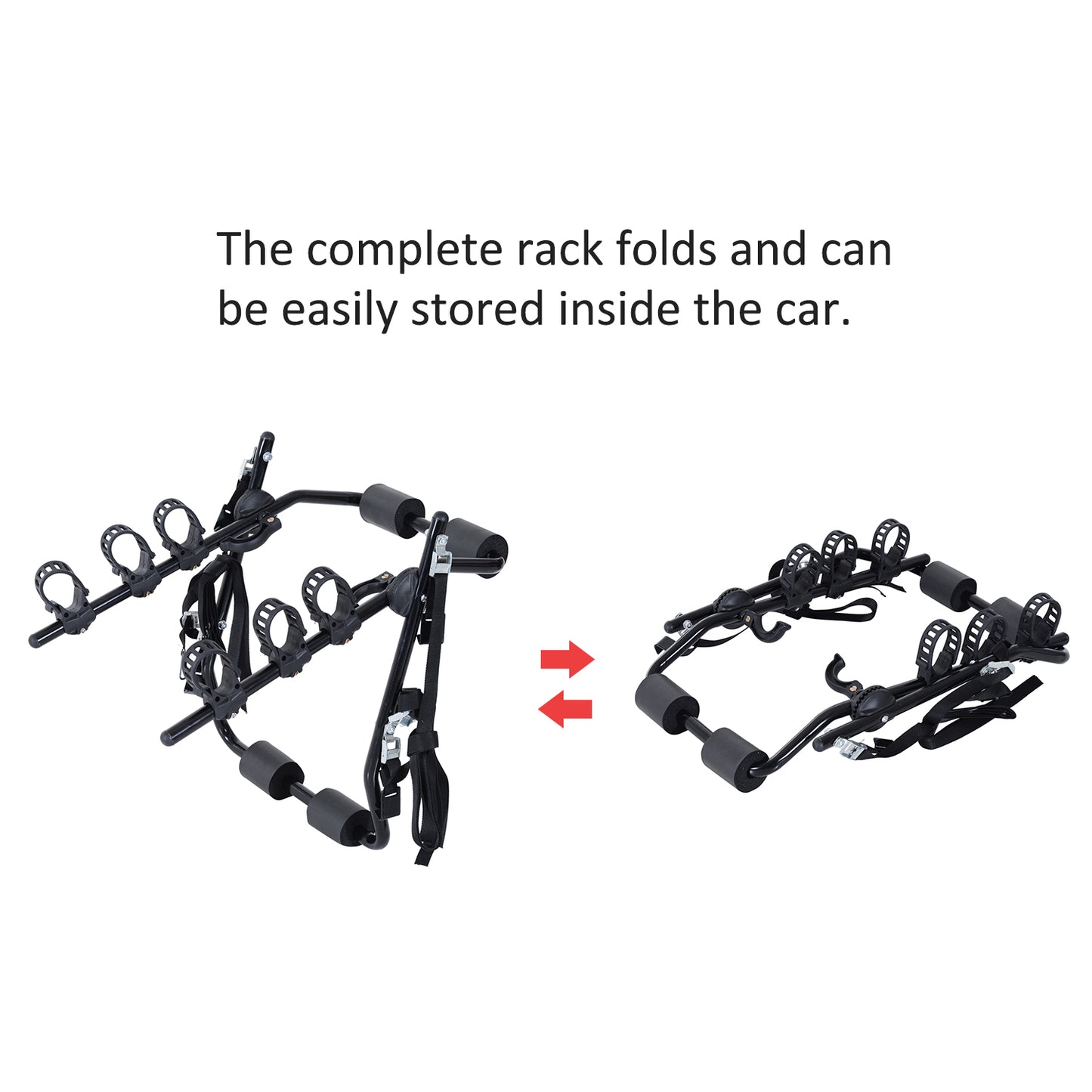 HOMCOM Metal 3 Bike Rear Hitch Mount w/ Fix Strap Black