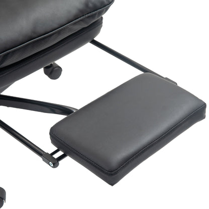 HOMCOM Faux Leather Reclining Office Chair, with Footrest - Black