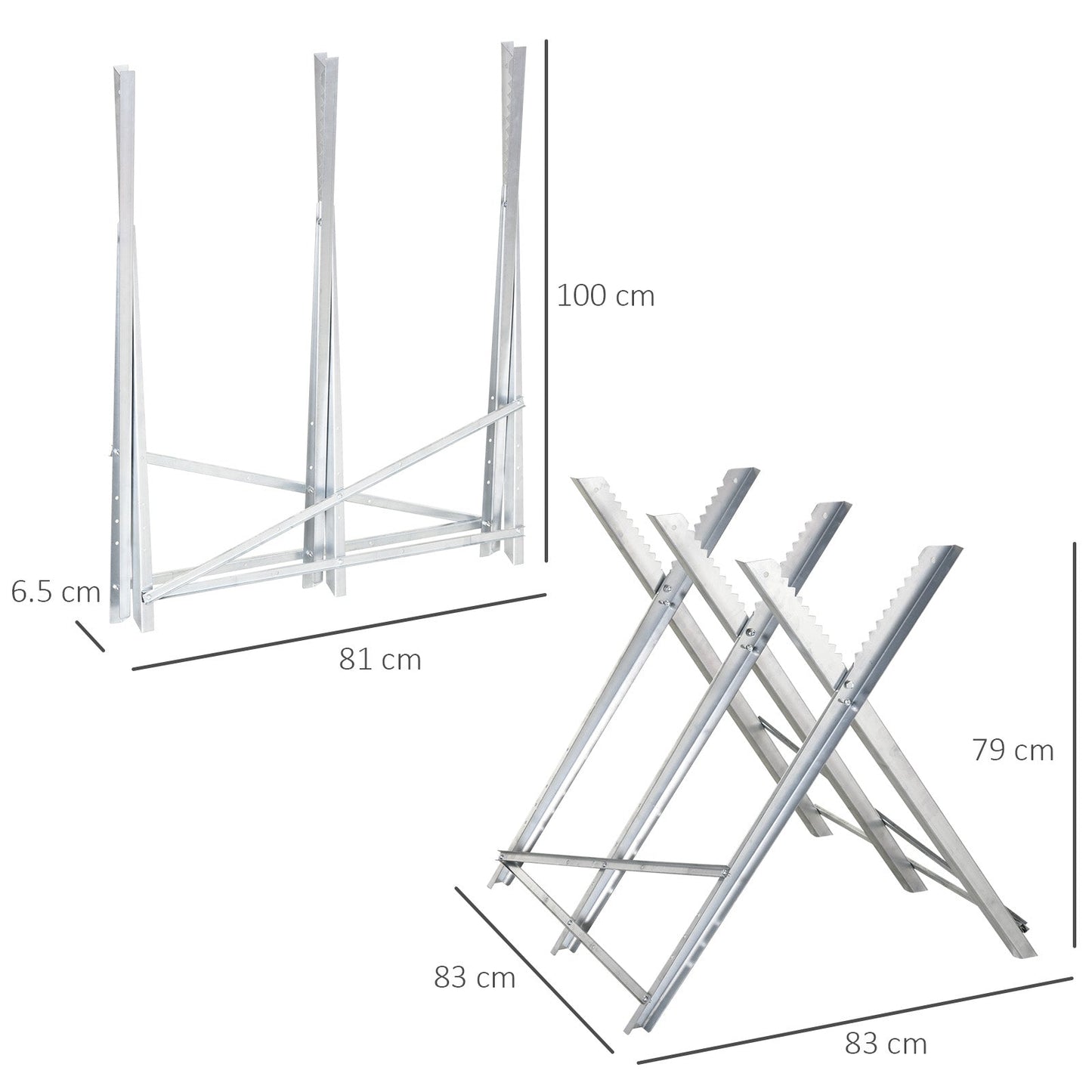 DURHAND Portable Sawhorse Heavy Duty Steel Adjustable Work Support, Foldable Sawhorse Stand 100 kg Weight Capacity, Silver Tone