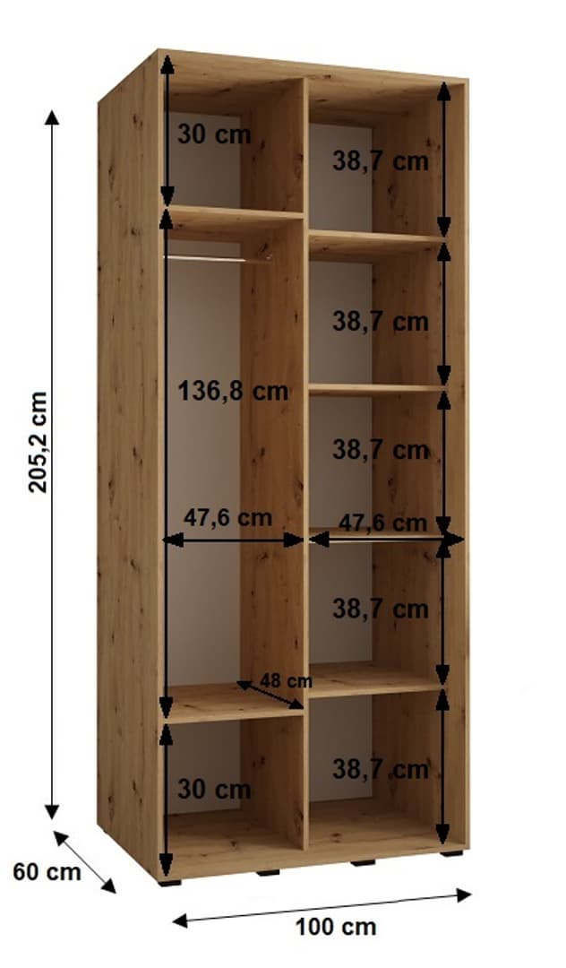 Sapporo II Sliding Door Wardrobe 100cm