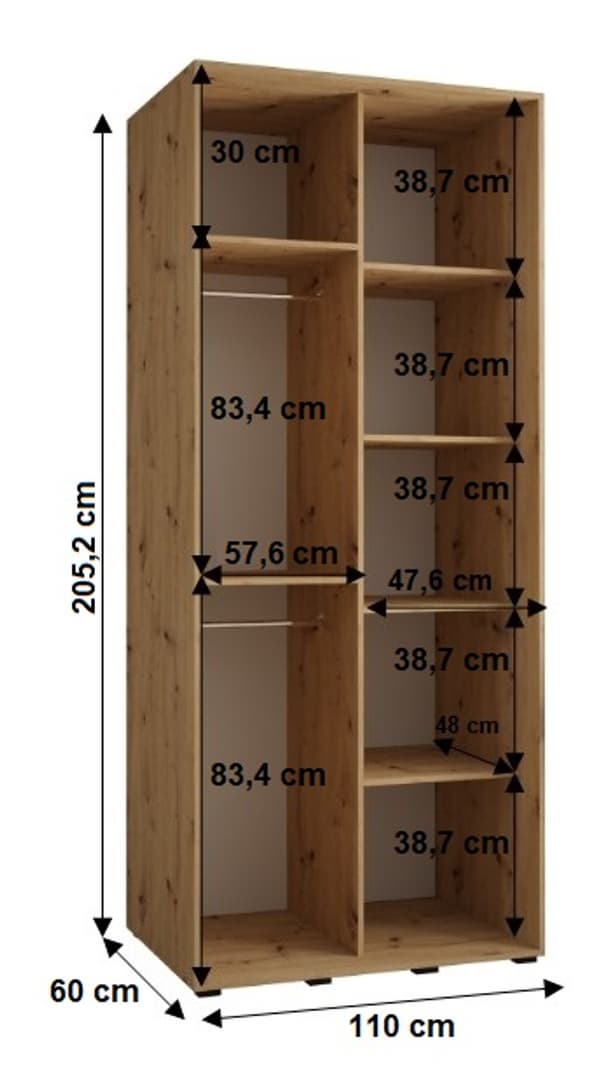 Sapporo II Sliding Door Wardrobe 110cm