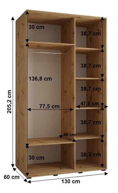 Sapporo II Sliding Door Wardrobe 130cm