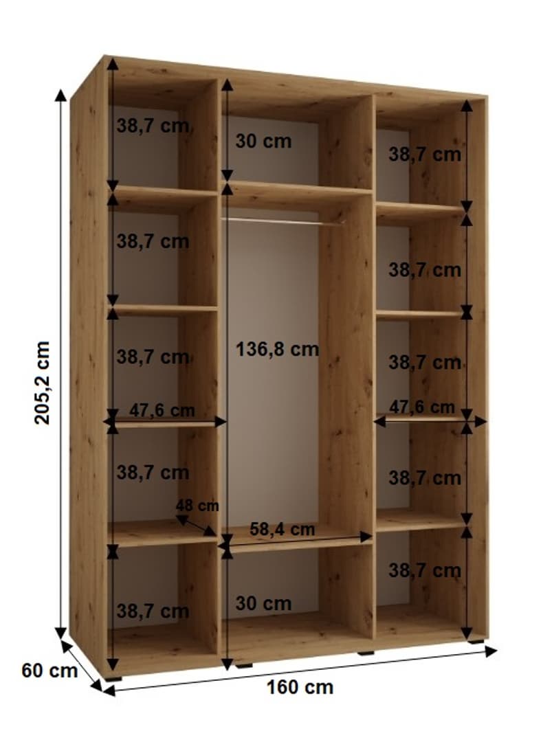 Sapporo II Sliding Door Wardrobe 160cm