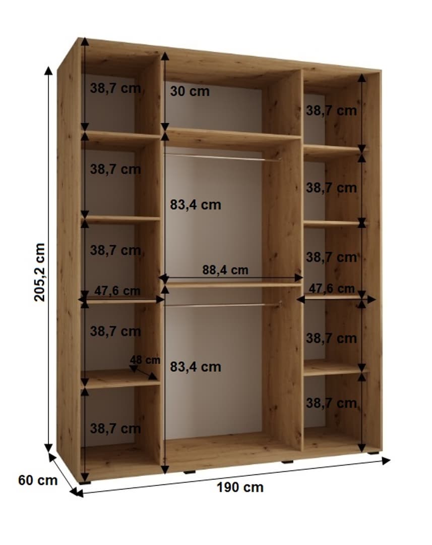 Sapporo I Sliding Door Wardrobe 190cm