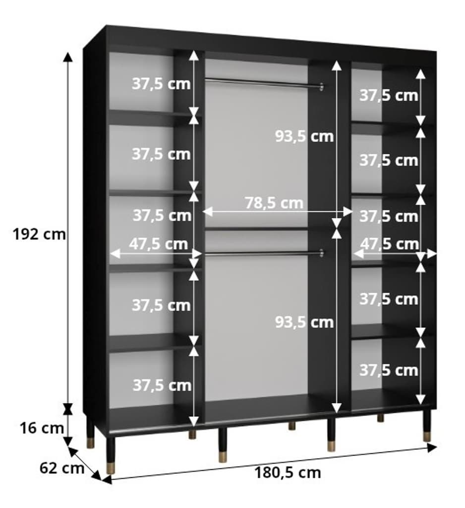 Monaco II Sliding Door Wardrobe 180cm