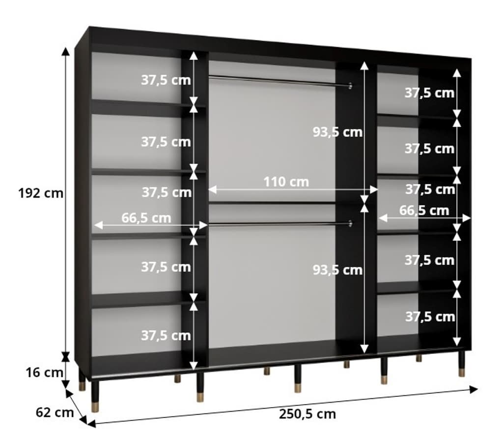 Monaco II Sliding Door Wardrobe 250cm