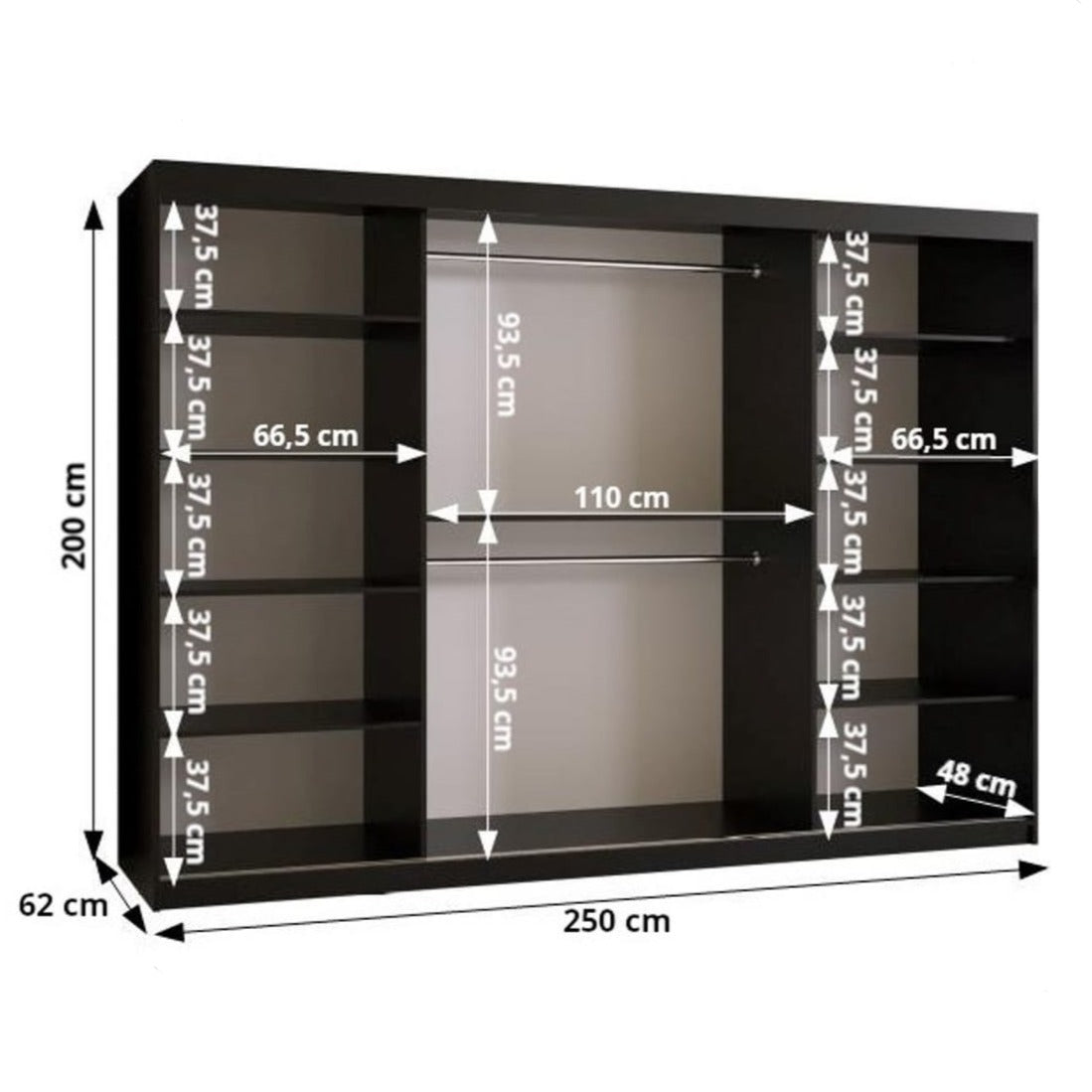 Marsylia Sliding Door Wardrobe 250cm