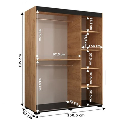 2 Door Manufactured Wood Wardrobe 150cm