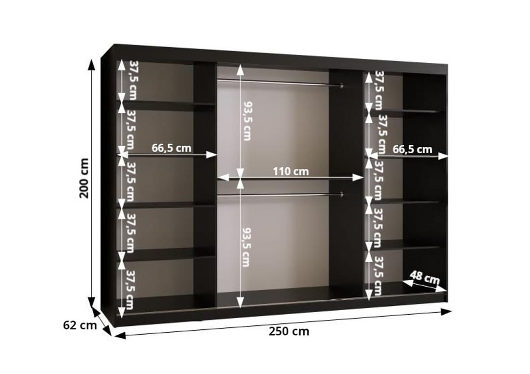 Osaka II Sliding Door Wardrobe 250cm