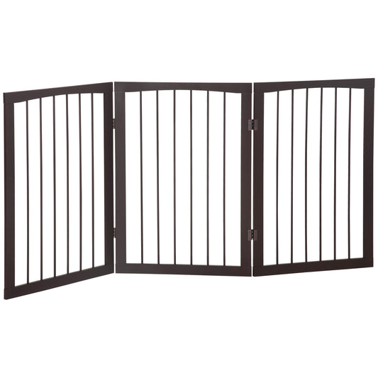 PawHut Folding 3 Panel Pet Gate Wooden Foldable Dog Fence Indoor Free Standing Safety Gate Portable Separation Pet Barrier Guard