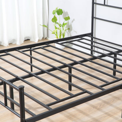 HOMCOM Double Metal Bed Frame Solid Bedstead Base with Headboard and Footboard, Metal Slat Support and Underbed Storage Space, Bedroom Furniture, Black