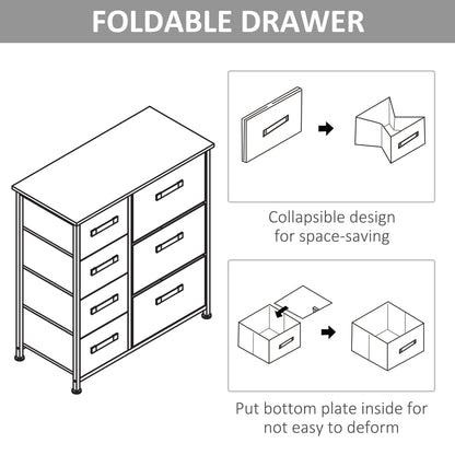 HOMCOM Chest of Drawers with 7 Drawers, Fabric Drawers with Large Storage Space, Drawers Dresser with Metal Frame, Adjustable Feet for Bedroom Living Room, Light Grey