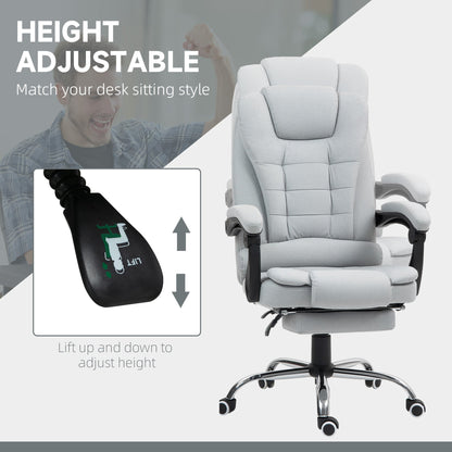 HOMCOM Linen-Look Adjustable Office Chair - Light Grey