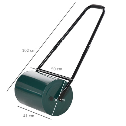 Outsunny 30 L Heavy Duty Water Or Sand Filled √é¬¶30cm Garden Steel Lawn Roller Drum - Green