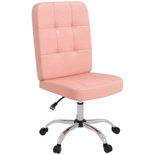 Vinsetto Armless Faux Leather Office Chair - Pink