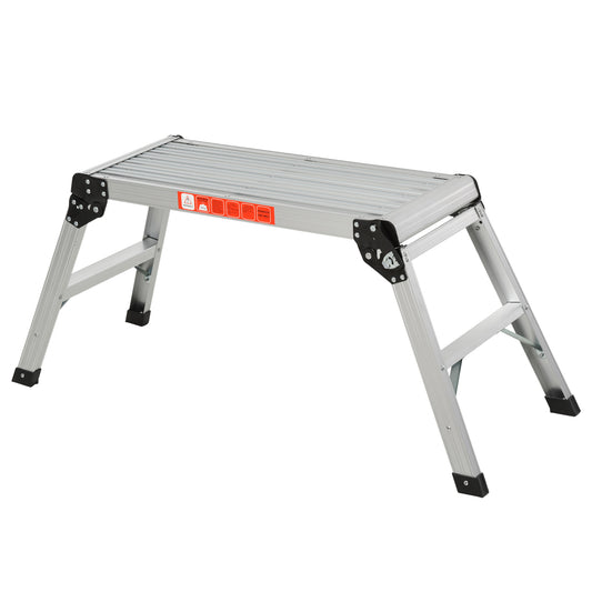 HOMCOM Aluminum Folding Step Up Ladder Bench Silver