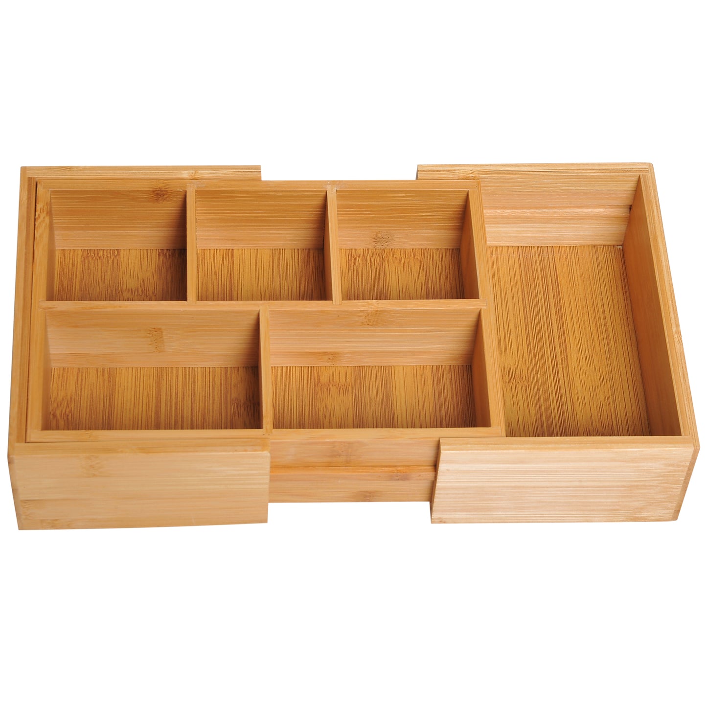 HOMCOM Extendable Drawer Organiser Tray Drawer Inserts Storage Holder Dividers 24.6-41cm, Natural bamboo Colour